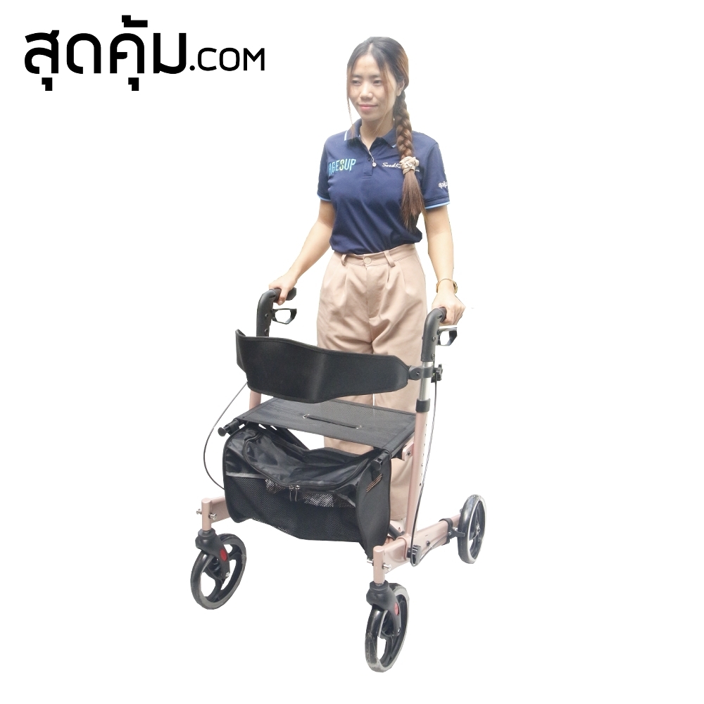 รถเข็นช่วยเดิน พยุงเดิน ผู้สูงอายุ คนชรา ผู้ป่วย Rollator รุ่น BT-54-Pinkgold